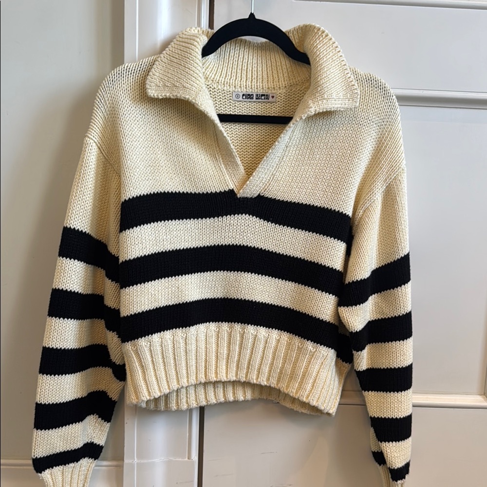 Striped Black and Cream Sweater